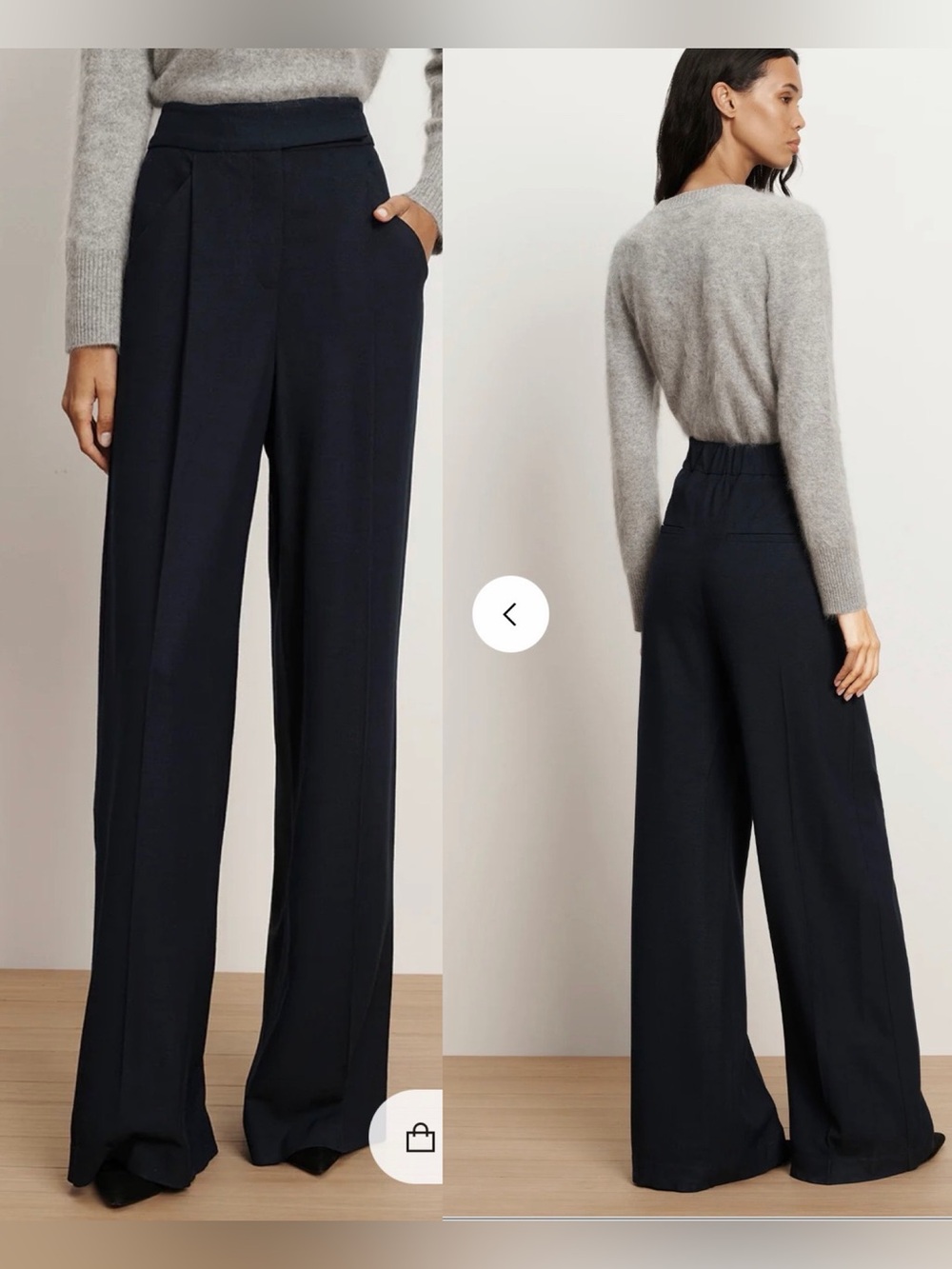 NWT Veronica Beard Marbeau Wide-Leg Pant Navy High-Rise Trouser Size 10